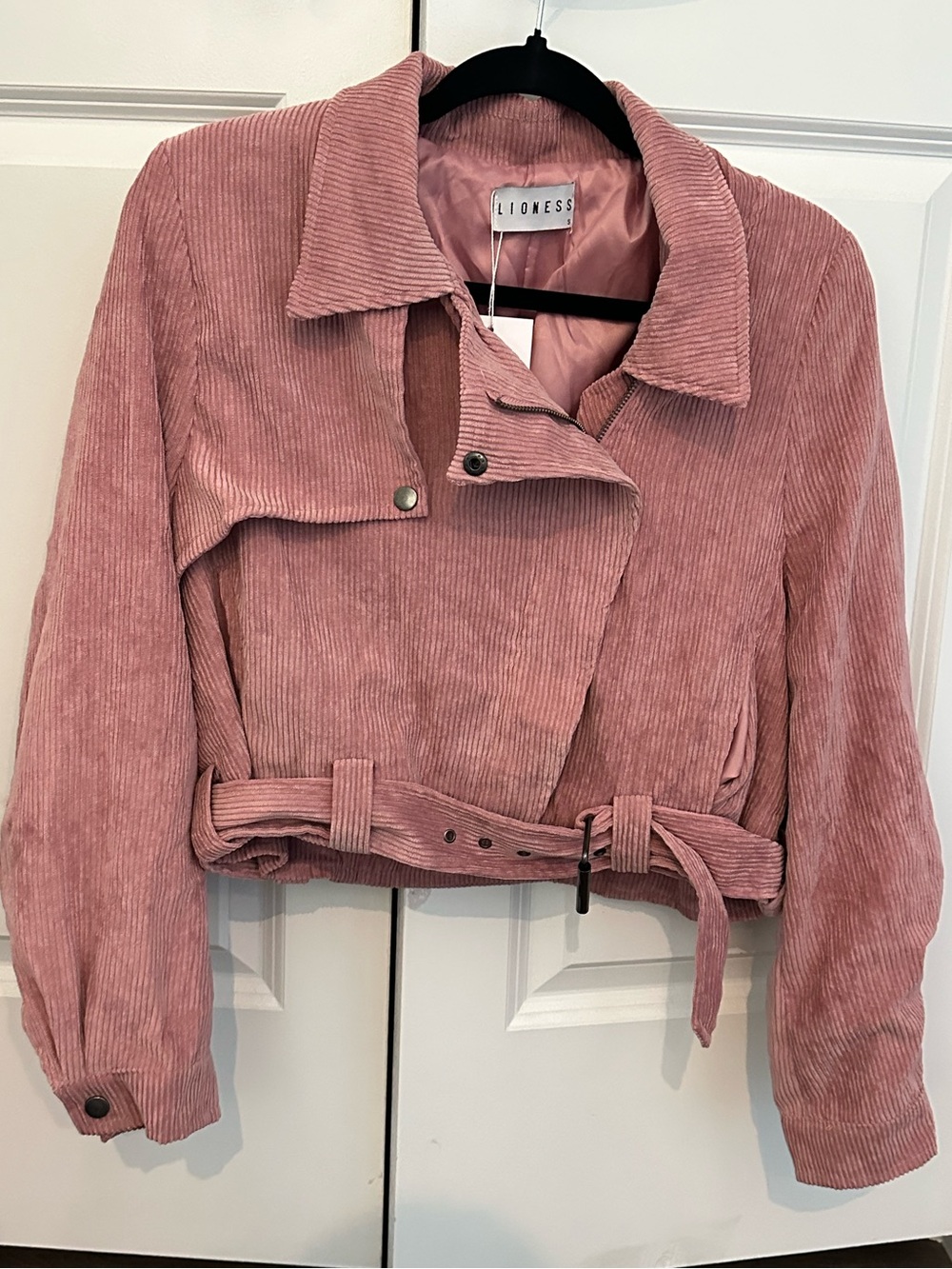 Lioness Dusty Rose Corduroy Belted Jacket